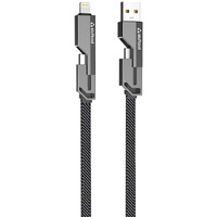 Stuffcool Quad Pro 4 in 1 Metal Flat Braided Indestructible Cable 1.5m 60W with lightning to type C, type C to C, Lighting to type A compatible for iPhones, iPads, Macbooks, Type C Laptops (Grey)