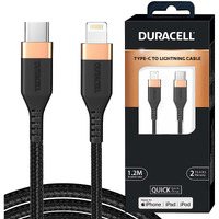 Duracell USB Type C To Lightning Apple Certified (Mfi) Braided Sync & Charge Cable For Iphone, Ipad And Ipod. Fast Charging Lightning Cable, 3.9 Feet (1.2M) - Black