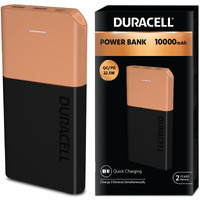 Duracell Power Bank 10000 mAh, Portable Charger, USB C/Micro USB Input, USB A/USB C Output, Fast Charge Technology, 22.5W Power Delivery for Smartphones, Tablets, Headphones and USB-Powered Devices