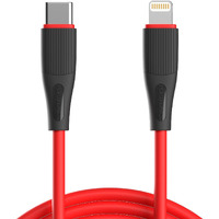 Portronics Silklink 20W Type-C to 8 Pin Fast charging Cable for Lightning Devices,Premium Silicon Cable, 1M (Red)