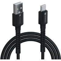Portronics Konnect X USB to Type C Cable with 3A Output, Fast Charging & Data Transfer, Nylon Braided, Aluminium Alloy Shell, 1M Length compatible with Type C Smartphones(Black)