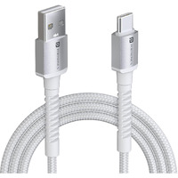 Portronics Konnect X USB to Type C Cable with 3A Output, Fast Charging & Data Transfer, Nylon Braided, Aluminium Alloy Shell, 1M Length compatible with Type C Smartphones(White)