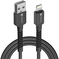 Portronics Konnect X USB to 8 Pin Cable with 3A Output, Fast Charging & Data Transfer, Nylon Braided, Aluminium Alloy Shell, 1M Length compatible with 8 PIN Devices(Black)