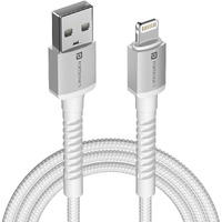 Portronics Konnect X USB to 8 Pin Cable with 3A Output, Fast Charging & Data Transfer, Nylon Braided, Aluminium Alloy Shell, 1M Length compatible with 8 PIN Devices(White)