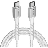 Portronics Konnect X 60W Type C to Type C Unbreakable Nylon Braided Cable, 2M Fast Charging Cable for iPhone 15 series, iPad, Samsung Galaxy & other Type C Devices(White)