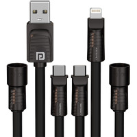 Portronics Konnect Tetra 60W 4 in 1 Multi Functional Fast Charging PD Cable with 1.4M Length, 480Mbps Data Sync, Compatible with All Type C Android Smartphone & Lightning Device(Black)
