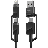 Portronics Omnicord 60W 4 in 1 Nylon Braided Fast Charging Cable With Multiple Port, Type C to Type C/Lightening, USB A, Fast Data Sync, Compatible With Type C Devices, Tablets/ipads & Laptop/Macbook