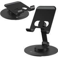 Portronics Mobot 4 Universal Mobile Holding Stand with 360Rotatable & Height Adjustable, Foldable & Anti-Skid Design, Stable Metallic Round Base, Mobile Holder for Smartphone, Tablets, Kindles