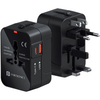 Portronics Juicemate Universal Travel Adapter with 20W Type C PD & 18W USB-A Output Port, All in One International Travel Fast Charging Adapter, Suitable for 200+ Countries US,UK,EU,AUS,Etc(Black)