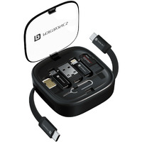 Portronics Snapcase 2 60W Multifunctional Fast Charging Data Cable Kit with Type C to Type C Retractable Cable, Conversion Set USB A & Type C to Male Micro/Type C/Lightning,Sim Storage,Sim Eject Pin