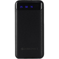 ZEBRONICS MB10000S4 Power Bank, 10000 mAh, 12W, Dual USB Output, Type C & Micro USB Input, Built in Protections, Percentage LED Display, Included USB to Type C Cable, Made in India