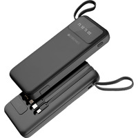 ZEBRONICS MB10000S6 Power Bank, 10000 mAh, 12W, 5 x Outputs - Dual USB A | Type C | Micro USB | Lightning, Built in I/O Cables, Percentage Display, Carry Loop, Made in India (Black)
