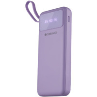 ZEBRONICS MB10000S6 (V1) Power Bank, 10000 mAh, 12W, 5 x Outputs - Dual USB A | Type C | Micro USB | Lightning, Built in I/O Cables, Percentage Display, Carry Loop, Made in India (Lavender)