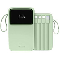 Lifelong ZenCharge 10000 mAh 22.5 W Compact Pocket Size Power Bank with 6 Input/Output Port (Light Green, Lithium Polymer, Fast Charging, Quick Charge 3.0, Earbuds, Speaker, Tablet)