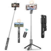 Kratos K2-v2 Selfie Stick with Tripod Stand, 3 in 1 Multifunctional Design, Rechargable LED Light with Two Brighness Levels, Selfie, Vlogging & Photo Shoot, Selfie Stick with Bluetooth Remote