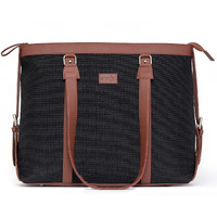 ZOUK Black Solid Handmade Vegan Leather Women's Office Bag for 15.6 inch Laptop - Jet Black