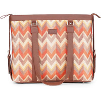 ZOUK Orange Wave Printed Handmade Vegan Leather Women's Office Bag for 15.6 inch Laptop with double handles - Tidalwave