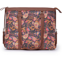 ZOUK Multicolor Graphic Printed Handmade Vegan Leather Women's Office Bag for 15.6 inch Laptop with double handles - Paisley