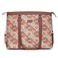 ZOUK Mughal Art Printed Handmade Vegan Leather Women's Office Bag for 15.6 inch Laptop with Double Handles