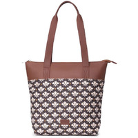 ZOUK Bidri Kaiser Floral Printed Women's Jute Handcrafted Vegan Leather Blue Everyday Tote