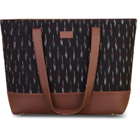 ZOUK Women's Handcrafted Ikat Black and Red Shoulder Tote Bag and Handbag for Office and College