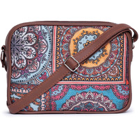 ZOUK Handmade Vegan Leather Multicolor Mandala Print Women's Sling Bags With Adjustable Shoulder Strap