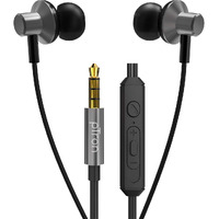 pTron Pride Lite in-Ear Wired Earphones with in-line Mic, 10mm Dynamic Driver, Immersive Sound, Metal Buds, Compatible with 3.5mm Aux Port & 1.2m Tangle-Free Cable (Gray)
