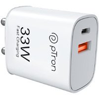 pTron 33W Dual Port Gan USB Type A Charger, Compatible with Samsung Superfast, Mi Soniccharge, Motorola Turbo Charger & MacBook Air, Volta Fc21 (White)