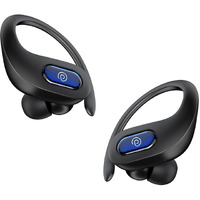 pTron Bassbuds Sports In-Ear TWS Earbuds with Ultra HD Mic, 13mm HyperDrive Transducers with Bass Emitters, 45H Playtime,45ms HyperLow-Latency,BTV5.3 Wireless Headphones, Type-C Charging & IPX5(Black)