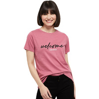 Max Regular Fit Women's Printed Round Neck Crop T-Shirt (Pa22Yfp04Pink)_S