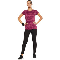 Clovia Women's Comfort Fit Camouflage Print Active T-Shirt(AT0124P09_Maroon_L)