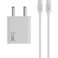 boAt WCDV 22.5W Dual Port Charger with 22.5W Power Delivery Support & 18W Quick Charge 3.0, Smart IC Protection, Auto Detection for Samsung, Xiaomi & Android Users with Type C to Type C Cable(White)