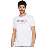 U.S. POLO ASSN. Mens Half Sleeve Round Neck Slim Fit T Shirts (Ustshs1374_White_L)