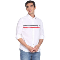 U.S. POLO ASSN. Men's Striped Regular Fit Shirt (USSHT-G44_White