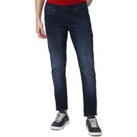 Peter England Men's Mid Wash Stretchable Jeans Dark Navy