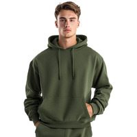 NOBERO Men's Cotton Blend Neck Hooded Oversized Fit Sweatshirt (1M-TWHO-R0041_Olive Green, X_Large)