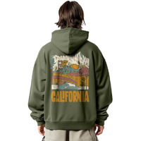 NOBERO Men's Cotton Neck Hooded Oversized Sweatshirt (1M-TWRH-C0737_Olive Green, X_Large)