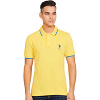 U.S. POLO ASSN. Mens Half Slleeve Polo Regular Fit T-Shirts (Ustshs1538_Yellow_XL)