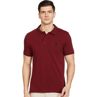 U.S. POLO ASSN. Mens Half Slleeve Polo Regular Fit T-Shirts (Ustshs1621_Maroon_Large)