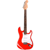 Jurez Acoustic Guitar, 38 Inch Cutaway, 038C with Bag, Strings, Pick and Strap, Black (Electric Guitar Kit, RED)