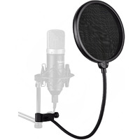Jurez PF-100 6-inch Studio Microphone Pop Filter Shield Mask, Double Mesh Wind Screen with 360 Flexible Gooseneck and Quick Mount or Release Clamp for Recording, Singing and Broadcast Studio