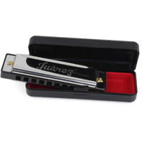 Juarez JRZ10HM Key C Diatonic Blues Harmonica 10 Hole 20 Tones with Case, Mouth Organ for Beginners, Students, Kids & Professionals, Silver