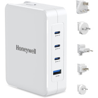 Honeywell Zest Charger GaN 100W,Ultra-Fast Wall Charger with PPS Support,3xType C PD 3.0 Ports & 1xUSB A Port,BIS Certified,Equipped with Switchable Plugs,Compatible with iPhone,Galaxy,Laptops