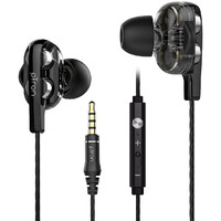 pTron Boom Ultima V2 Dual Driver, in Ear Gaming Wired Earphones with Mic, Volume Control, Passive Noise Cancelling Boom 3 with 3.5mm Audio Jack & 1.2M Tangle-Free Cable (Black)