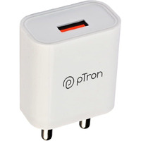 pTron Volta 12W Single Port USB Fast Charger, BIS Certified, Made in India Wall Charger Adapter, Universal Compatibility (Cable Not Included, White)