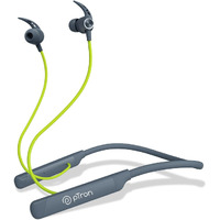 pTron Tangent Sports, 60Hrs Playtime, ENC BT5.2 Headphone, AptSense 40ms Low Latency Gaming, Deep Bass, Dual Pairing, In-Ear Wireless Neckband, HD Mic, Type-C Fast Charging & Voice Assist (Green/Grey)