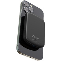 URBN 5000 mAh Premium Black Edition Magsafe Power Bank | 15W Fast Wireless Charging |Strong Magnetic Hold | Type C Input/Output | Pass Through Charging | MagTag Ring Included | (Black)