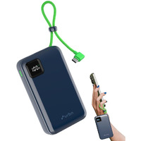 URBN 20000mAh Power Bank with Built-in Type-C Cable | 22.5W Super Fast Charging | Smart LED Display | Dual Type-C PD + USB Outputs | Pocket Size Portable Charger for Quick Charge (Blue)