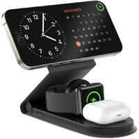 URBN Wireless Charger 3 in 1 Magnetic MagSafe Charging Foldable Stand for Apple iWatch, Airpods & iPhone 16/16 Pro / 16 Plus 15/15 Plus/15 Pro/15 Pro Max and Other Qi Supported Wireless Smartphones