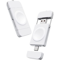 UNIGEN Uniport Magnetic Watch Portable Charger with USB C & USB A Port [OTG] Compatible with 9/8/7/SE/6/5/4/3/2/1-White